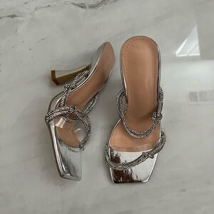 Elegant Silver Heels with Rhinestone Straps